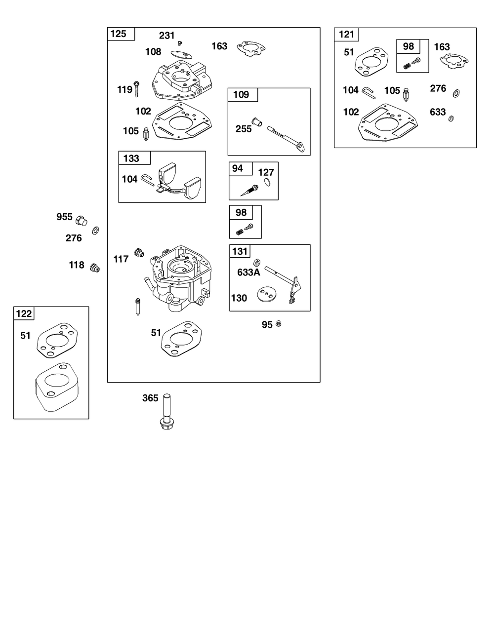 Carburetor Group Diagram and Parts List for 356447-0723-B5 200000 - 399999 Briggs and Stratton Engine